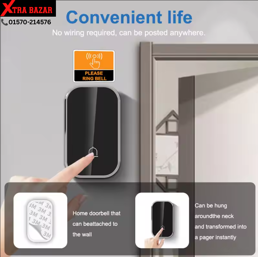 Smart Wireless Doorbell No Battery Required Self-Powered for Home and office